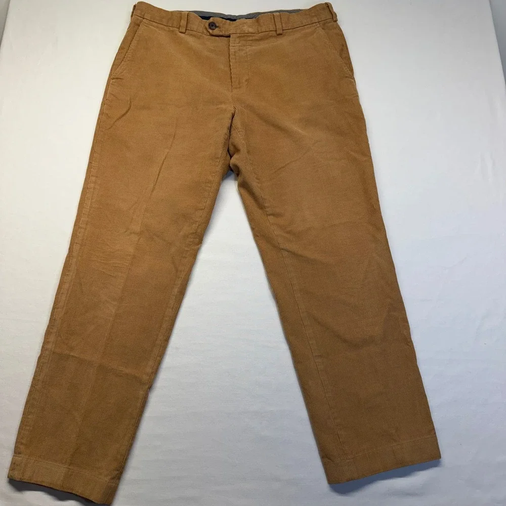 Brooks Brothers Milano Corduroy Pants 36x32 Camel Mens Slim Fit Chino Trousers